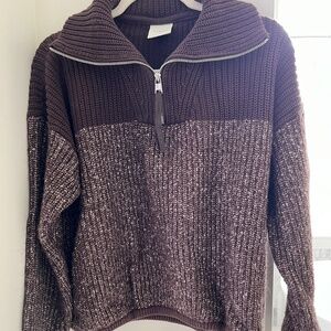 Varley Brown Zip Pullover Sweater - size s